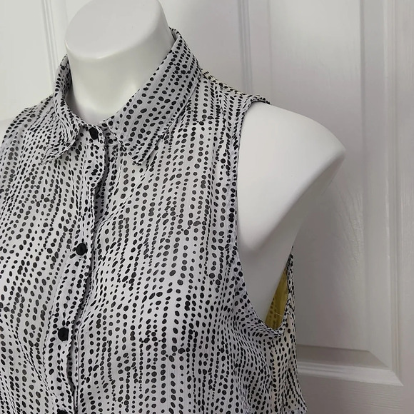 BCX Black, White, & Yellow Sheer Top - Picture 6 of 13